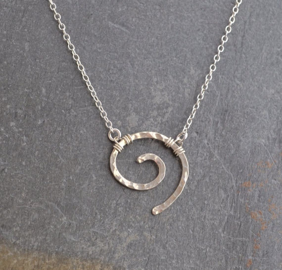 Sterling Silver Hammered Swirl Necklace