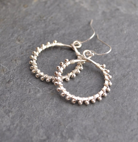Sterling Silver Wire-Wrapped Hoop Earrings, small