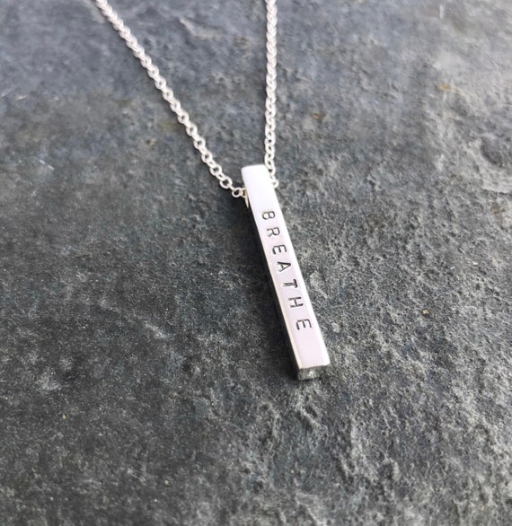 Personalized Stamped Sterling Silver Column Necklace