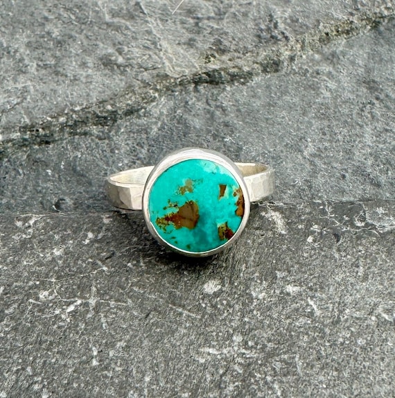 Sterling Silver and Nevada Turquoise Ring - Size 9.25 - Unique Valentine's Day Gift