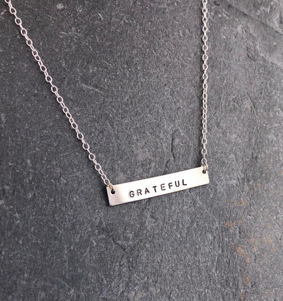 Sterling Silver Stamped Personalized Necklace - Horizontal