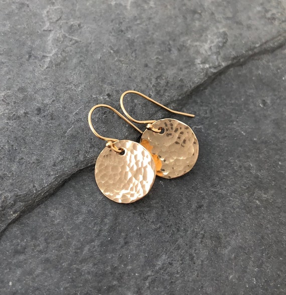 Gold Filled Hammered Disc Earrings