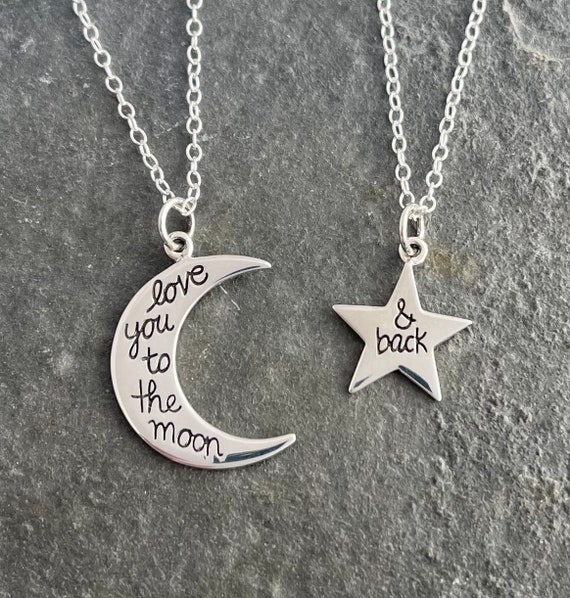 Mother daughter moon necklace deals