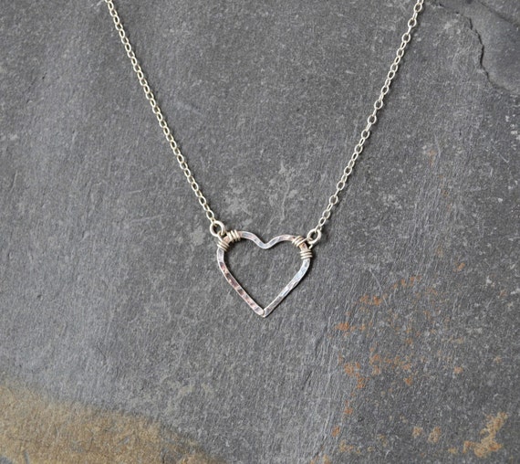 Sterling Silver Hammered Heart Necklace