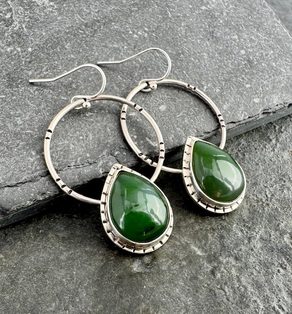 British Columbia Jade and Hoop Earrings