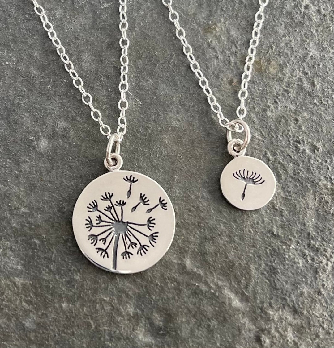Sterling Silver Mother Daughter Necklace Set, Dandelion Wish Necklaces ...