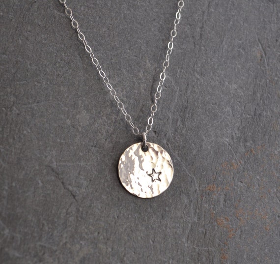 Sterling Silver Disc Necklace with Star