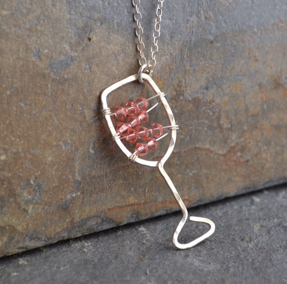Sterling Silver Rose Wine Necklace