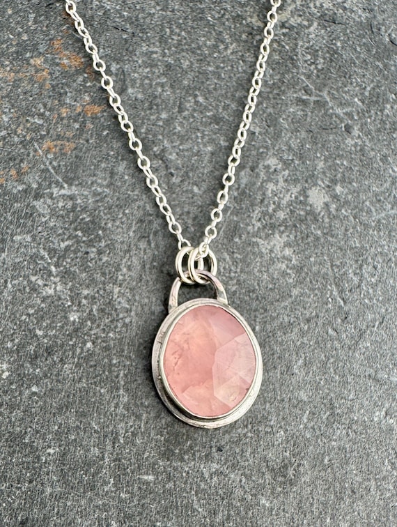Sterling Silver and Rose Quartz Pendant Necklace