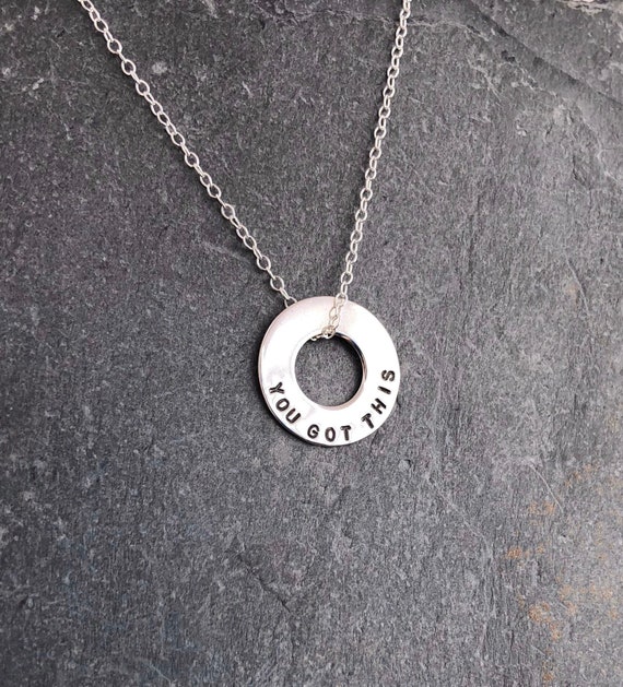 Sterling Silver Personalized Stamped Washer Necklace