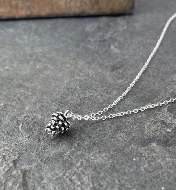 Sterling Silver Pinecone Necklace, Unique Mother's Day gift from daughter, Nature Lover, Minimalist Outdoor necklace, Everyday Jewelry
