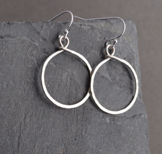 Sterling Silver Small Hammered Hoop Earrings