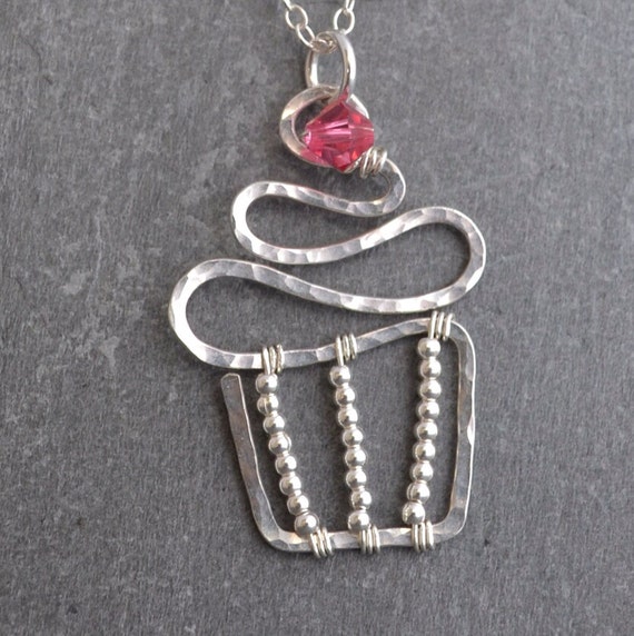 Sterling Silver Cupcake Wire Wrapped Necklace