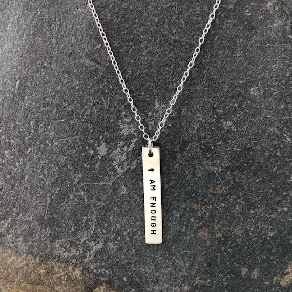 Sterling Silver Stamped "I AM ENOUGH" Necklace