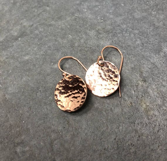 Rose Gold Filled Hammered Disc Earrings