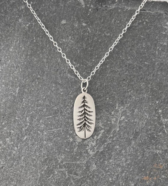 Sterling Silver Pine Tree Necklace, Unique Mother's Day gift from daughter, Nature Lover Jewelry, Minimalist Tree Necklace, Outdoor Jewelry