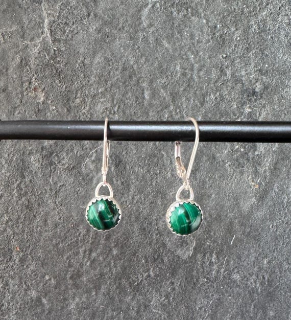 Malachite earrings in sterling silver, unique Mother's Day gift, gift for wife, gemstone lover gift, jewelry gift, gemstone earrings