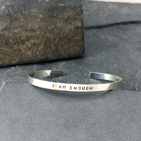 Sterling Silver "I Am Enough" Cuff Bracelet