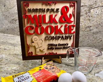 Milk and cookies Christmas Sign,  North Pole Sign, Christmas Decor