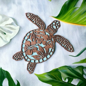 Wood Sea Turtle Wall Art: Layered Peek-a-boo Design - Etsy