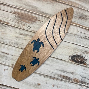Sea Turtle and Waves Surfboard.  Ocean Decor.  Beach House Decor.