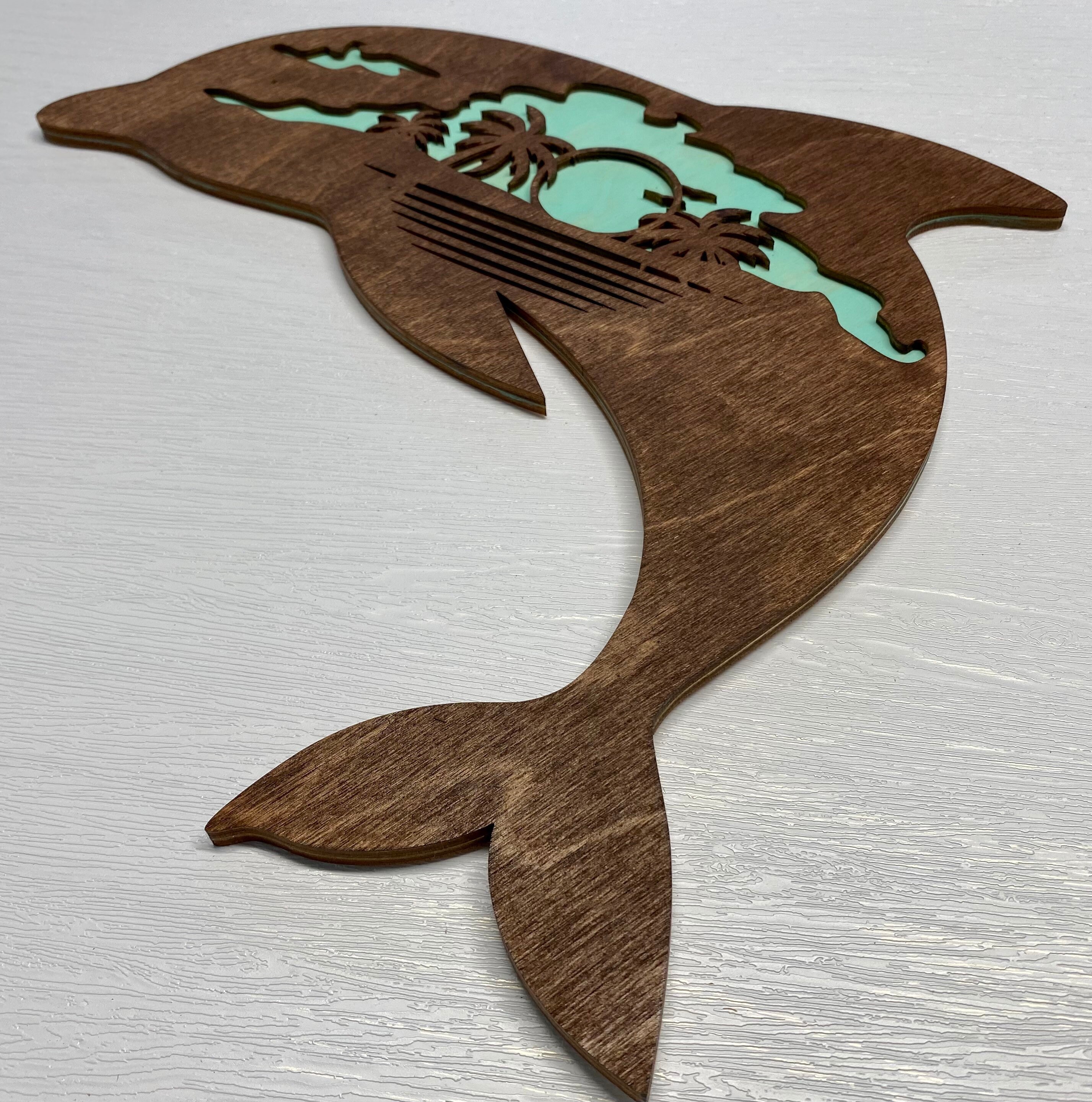 Dolphin Wall Art Wood Ocean Wall Art Wood Dolphin Wall Etsy