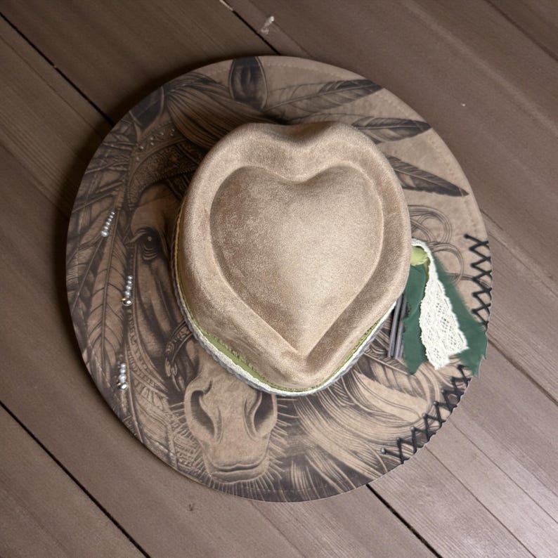 western fashion hat with removable band ribbon lace detail