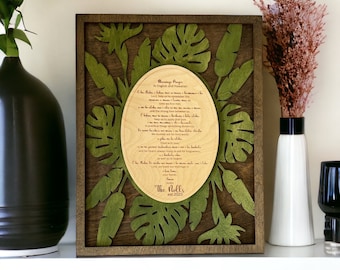 Hawaiian Wedding Prayer Sign, Tropical Foliage, Anniversary Gift