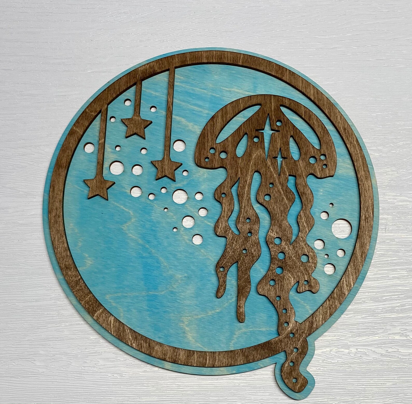 Wood Jellyfish Wall Decor Jellyfish Wall Art Ocean Wall Etsy