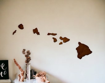 Hawaiian Islands Wall Decor.  Wooden Hawaiian Islands.  8 piece Hawaiian Island Wall Art. Made in Hawaii