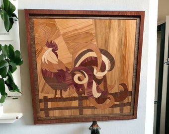 Rooster on Fence Laser Cut Wall Art