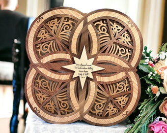 Wedding Ring Quilt Laser Cut Wall Art - A Timeless Symbol of Love and Unity in Premium Hardwoods. Personalized Wedding or Anniversary Gift.