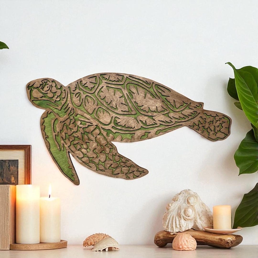 Wooden Sea Turtle Wall Art, Coastal Home Decor - Etsy