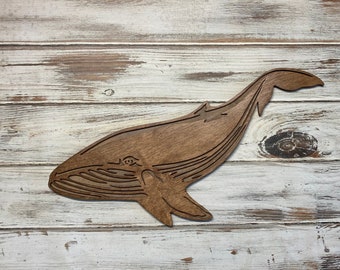 Whale Wood Wall Art, Beach House Wall Decor, Ocean Decor