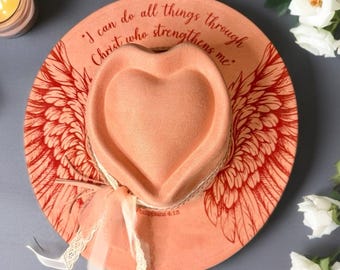 Inspirational Philippians 4:13 Western Vegan Suede Wide Brim Hat