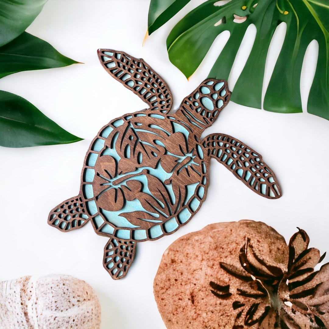 Wood Sea Turtle Wall Art: Layered Peek-a-boo Design - Etsy