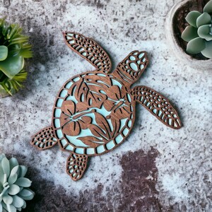 Wood Sea Turtle Wall Art: Layered Peek-a-boo Design - Etsy