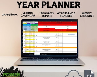 Homeschool Planner, Gradebook, Progress Report, Attendance Tracker, and Assignment Tracker Excel Spreadsheet