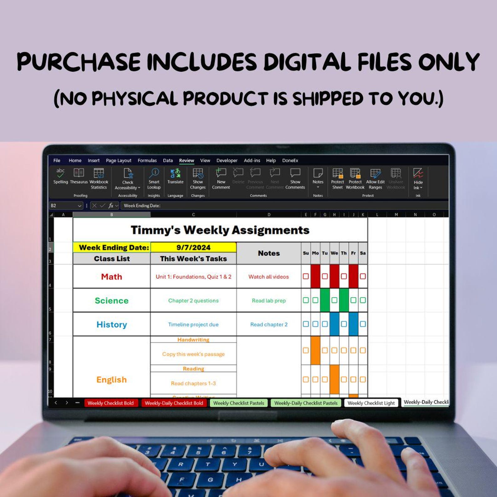 Checklist Template | Daily & Weekly Task Planner | Excel and Google ...