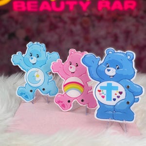 Care Bear Lash Tile – Cute Acrylic Lash Organizer for Lash Artists | Kawaii Lash Tech Accessories | Pastel Lash Station Decor