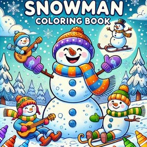 Libro para colorear de muñecos de nieve para niños / 30 páginas para colorear de muñecos de nieve / Descarga instantánea / Imprimible / Actividad divertida de invierno / Colorear durante las fiestas navideñas