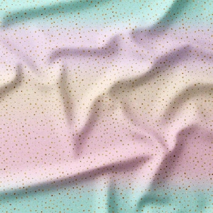 Pastel Rainbow Ombre with Gold Dots Cotton Fabric by the Yard Perfect for Quilting, Bedding, Curtains, and DIY Crafts