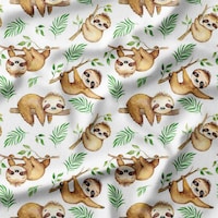 Adorable Sloth Theme Fabric, Premium Quality Fabric - for Quilting, DIY ...