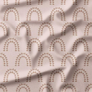 Fabric by the Yard – Minimalist Boho Rainbow Pattern in Beige, Available in Cotton, Linen, Bamboo & More – Perfect for Quilting and Apparel