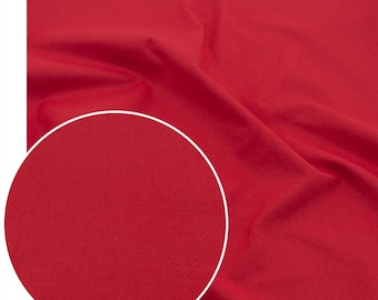 Red Cotton Fabric, Solid 100 % Cotton Plain-Weave 120 gsm Non-Stretch | By Yard/Metre – Tote Bags, Curtains, Quilting, Crafts