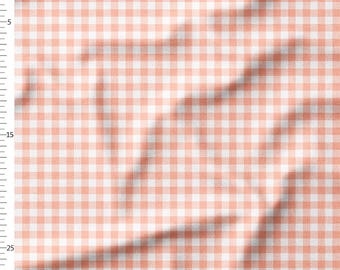 Cotton Fabric by the Yard – Peach Pink Gingham Check Fabric, Small Check, Quilting Cotton; also on Linen & Canvas