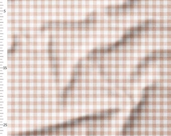 Cotton Fabric by the Yard – Light Taupe Gingham Check Fabric, Small Check, Quilting Cotton; also on Linen & Canvas