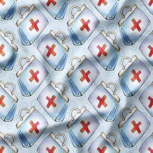 Medical First Aid Bag Cotton Fabric by the Yard - Fun and Playful Design for Nursing, Scrubs, Quilting, and Sewing Projects