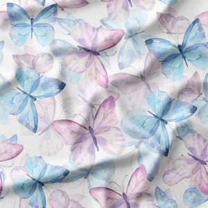 Watercolor Butterflies Fabric - Beautiful Butterfly Pattern for Sewing, Crafts, and DIY Projects - Printed Cotton Fabric by the Yard