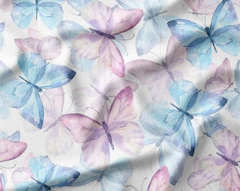 Watercolor Butterflies Fabric - Beautiful Butterfly Pattern for Sewing, Crafts, and DIY Projects - Printed Cotton Fabric by the Yard